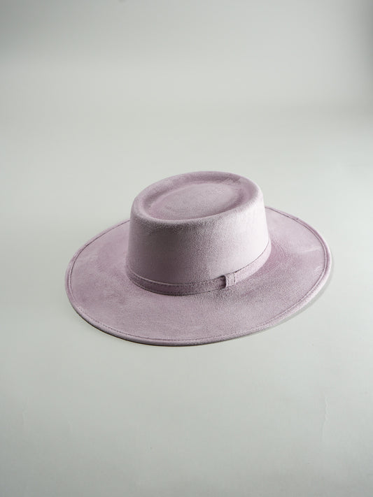 Vegan Suede Boater Hat- Lavender