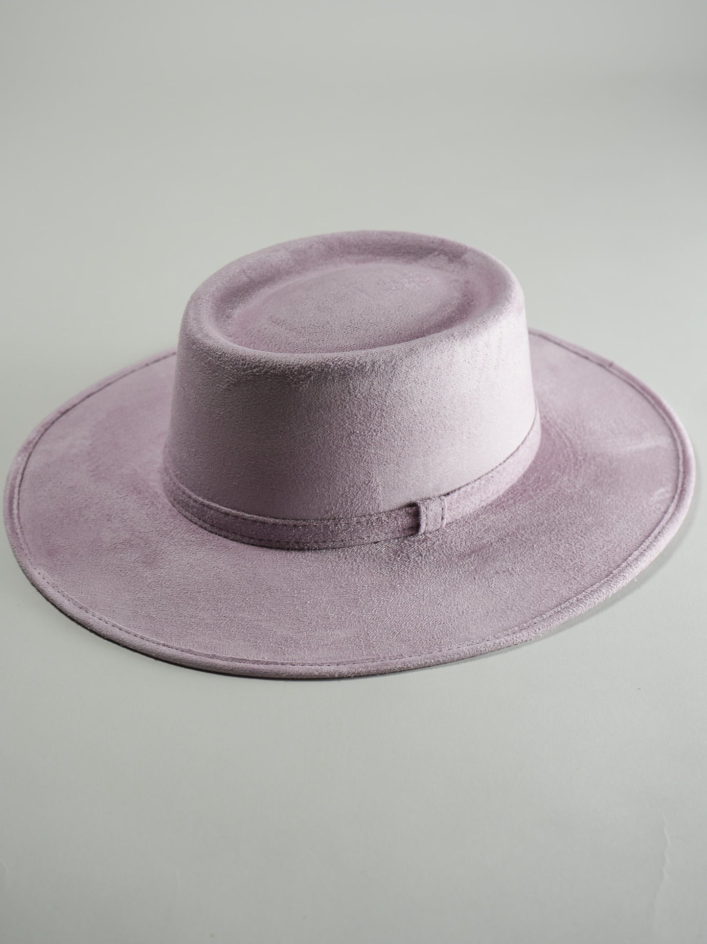 Vegan Suede Boater Hat- Lavender