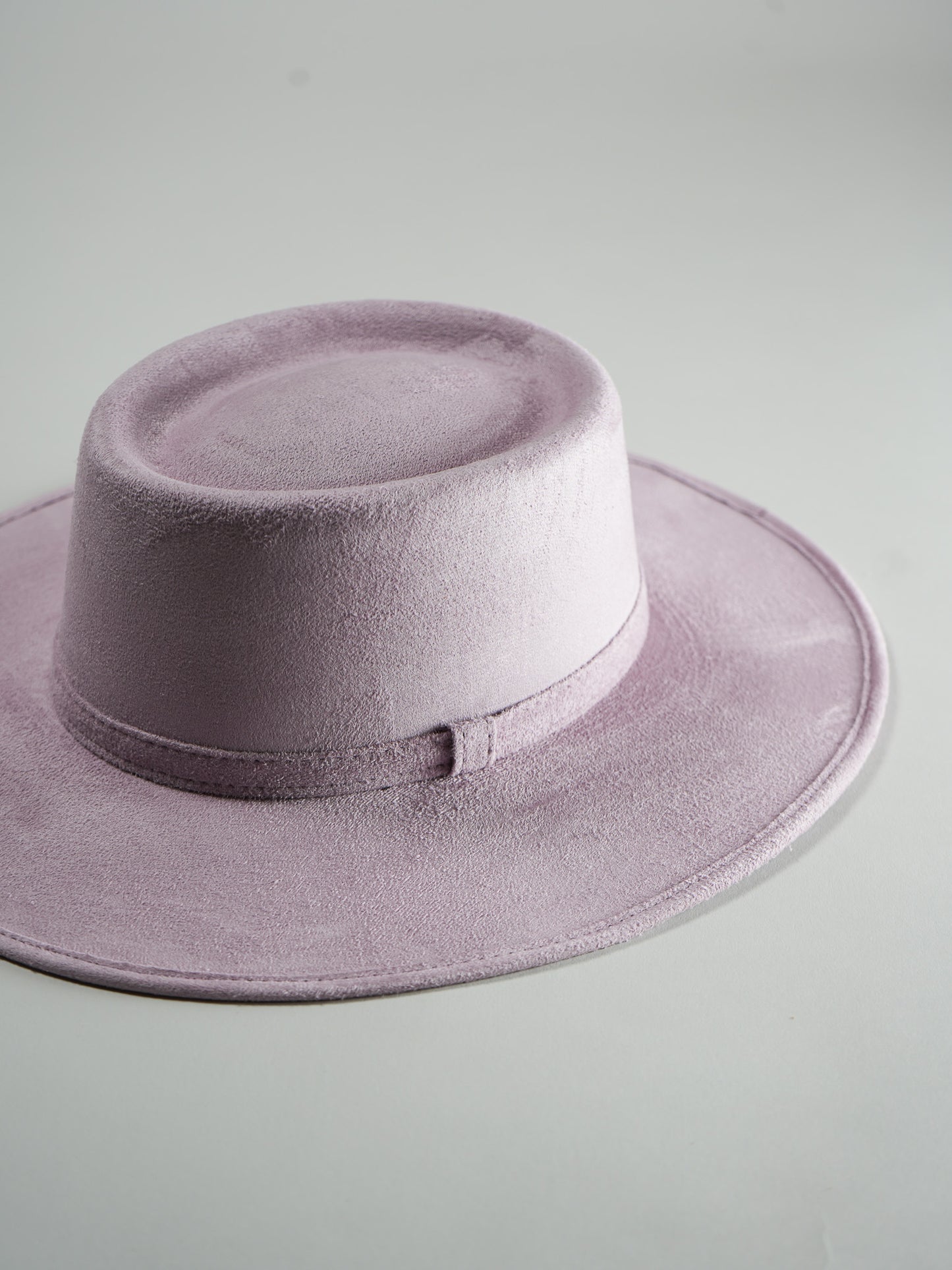 Vegan Suede Boater Hat- Lavender