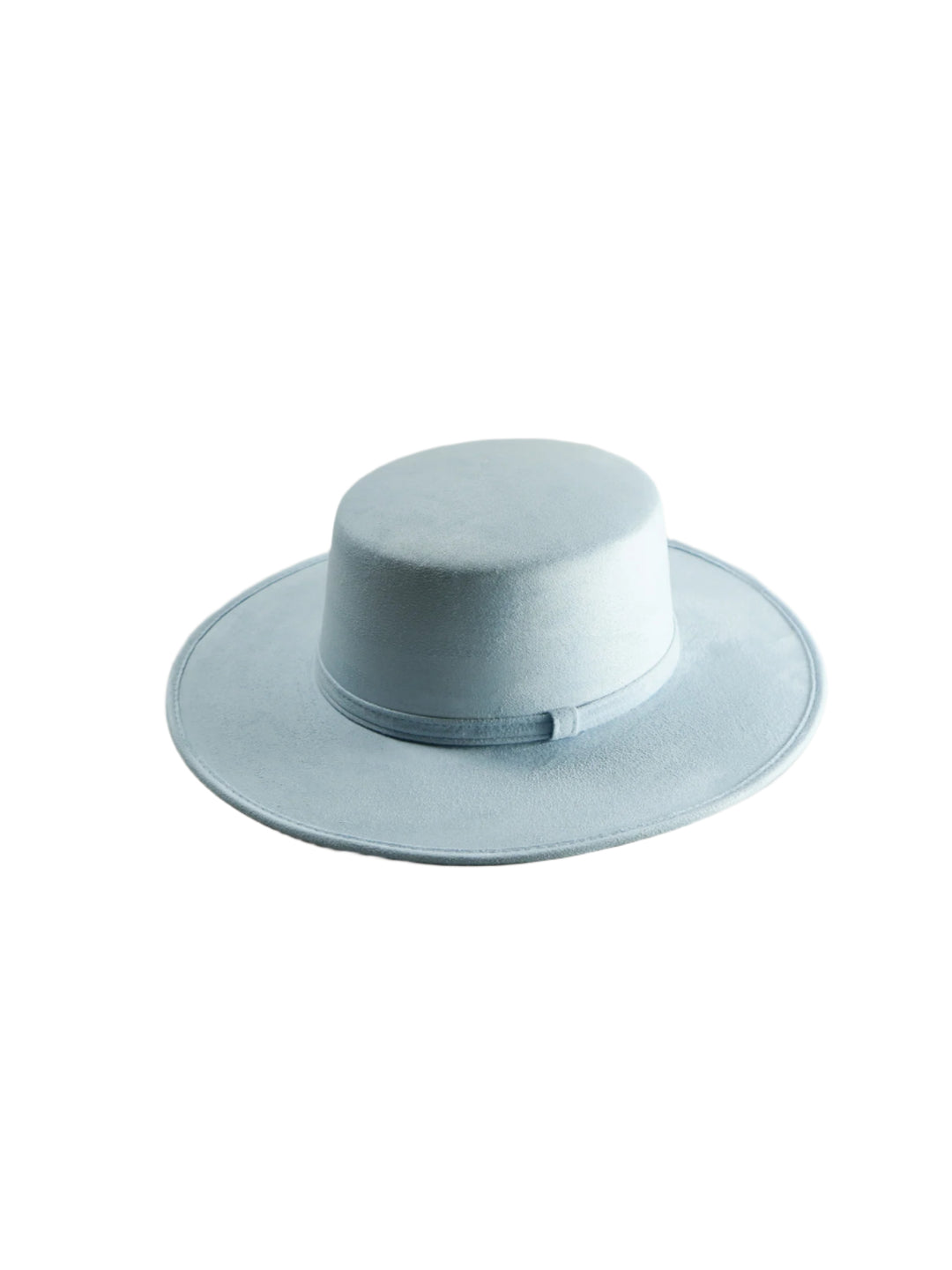 Vegan Suede Flat Top Hat- Sky Blue