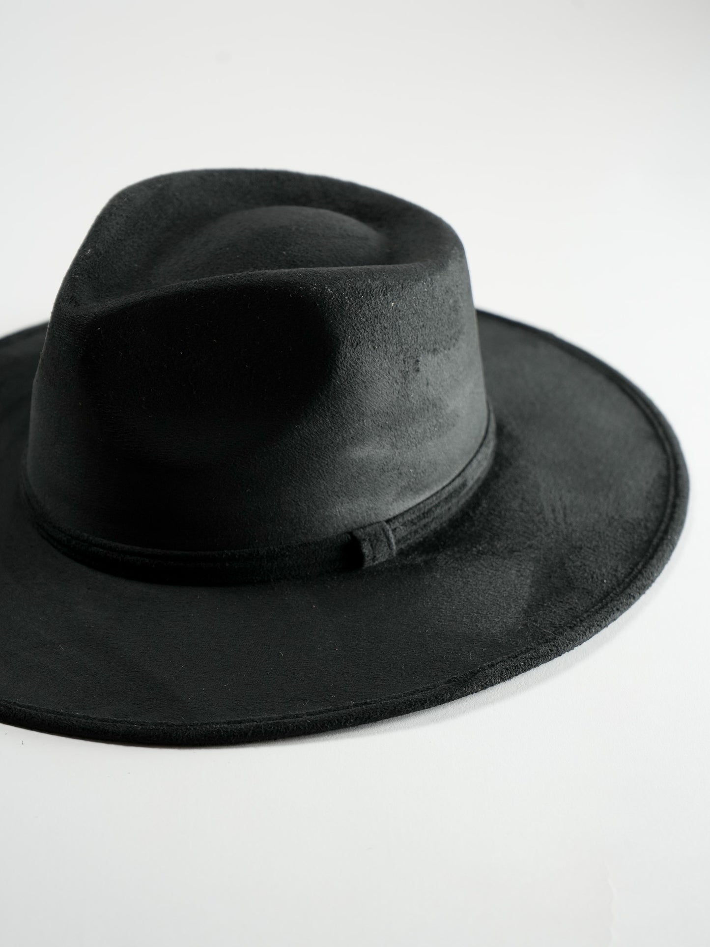 Vegan Suede Rancher Hat- Black