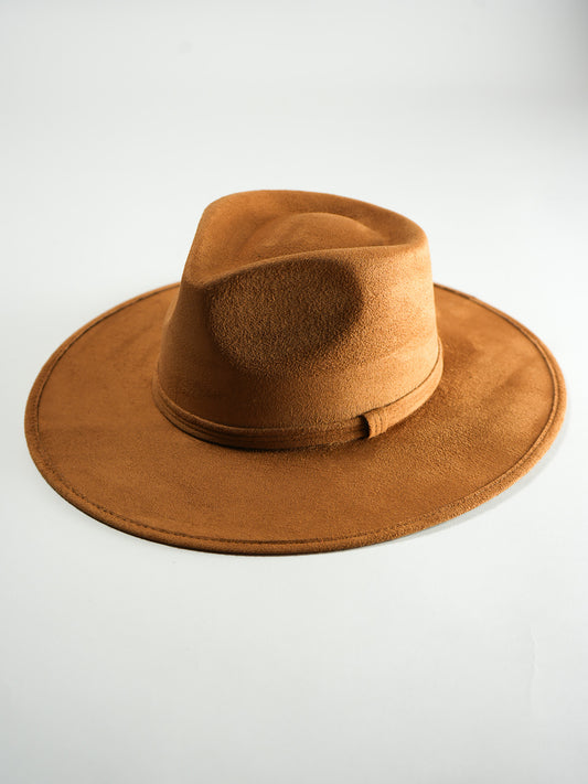 Vegan Suede Rancher Hat- Caramel