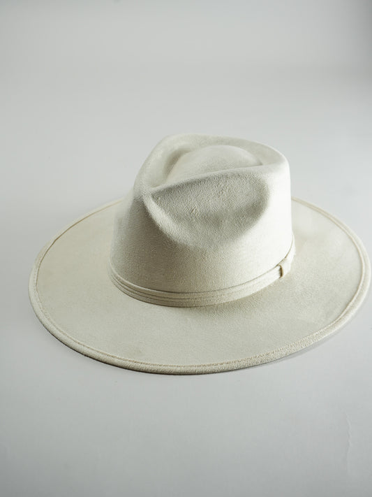 Vegan Suede Rancher Hat- Ivory