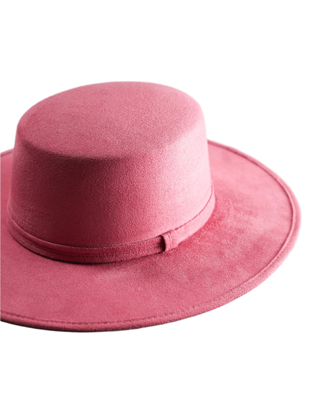 Vegan Suede Flat Top Hat- Coral Pink