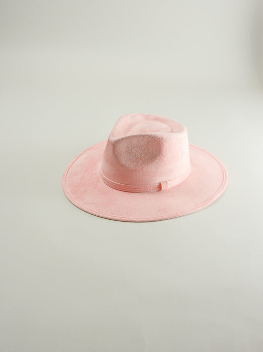 Vegan Suede Rancher Hat - Blush Pink