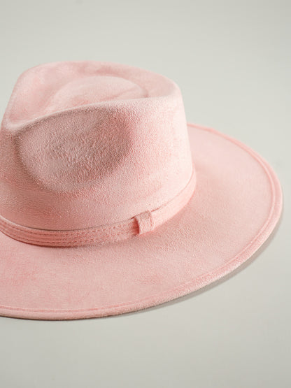 Vegan Suede Rancher Hat - Blush Pink