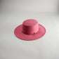 Vegan Suede Flat Top Hat- Coral Pink