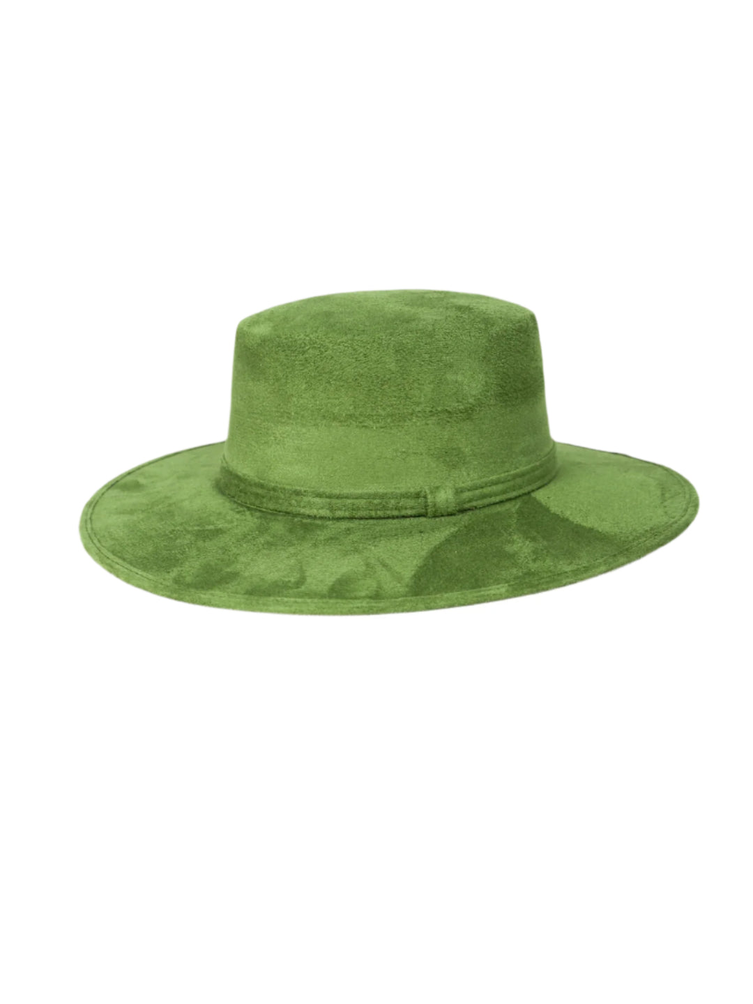 Vegan Suede Flat Top Hat- Forest Green