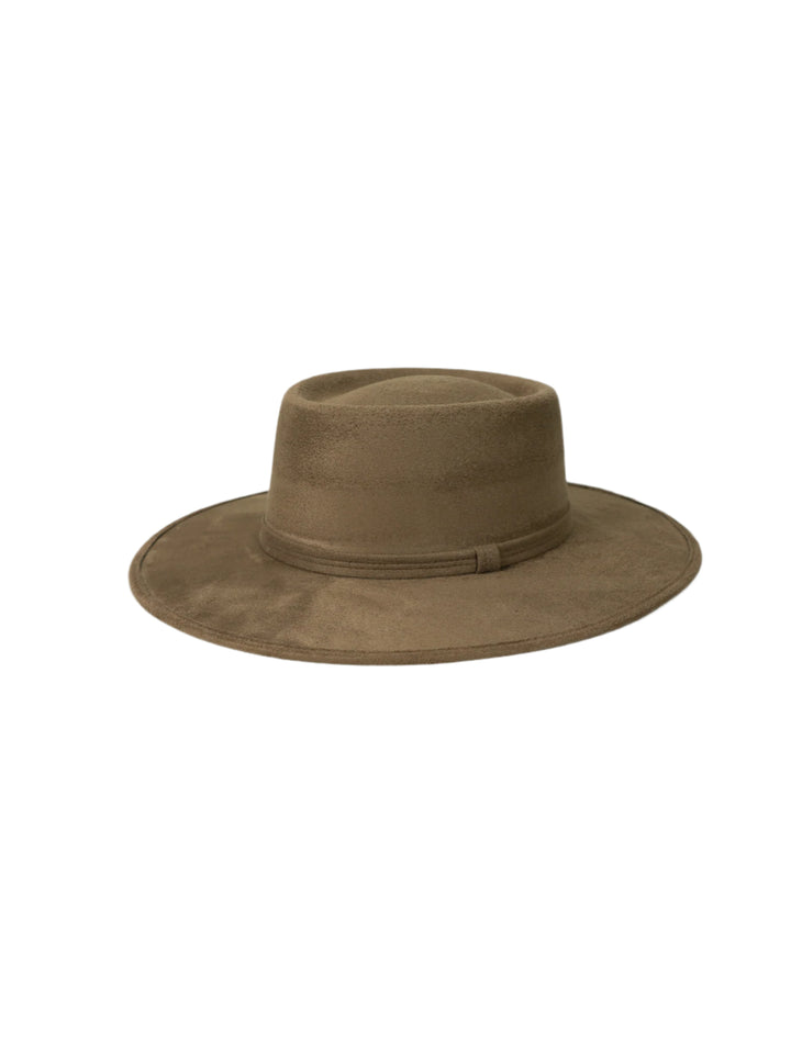 Vegan Suede Gambler Hat- Mocha