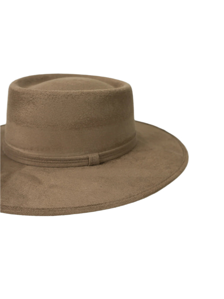 Vegan Suede Gambler Hat- Mocha