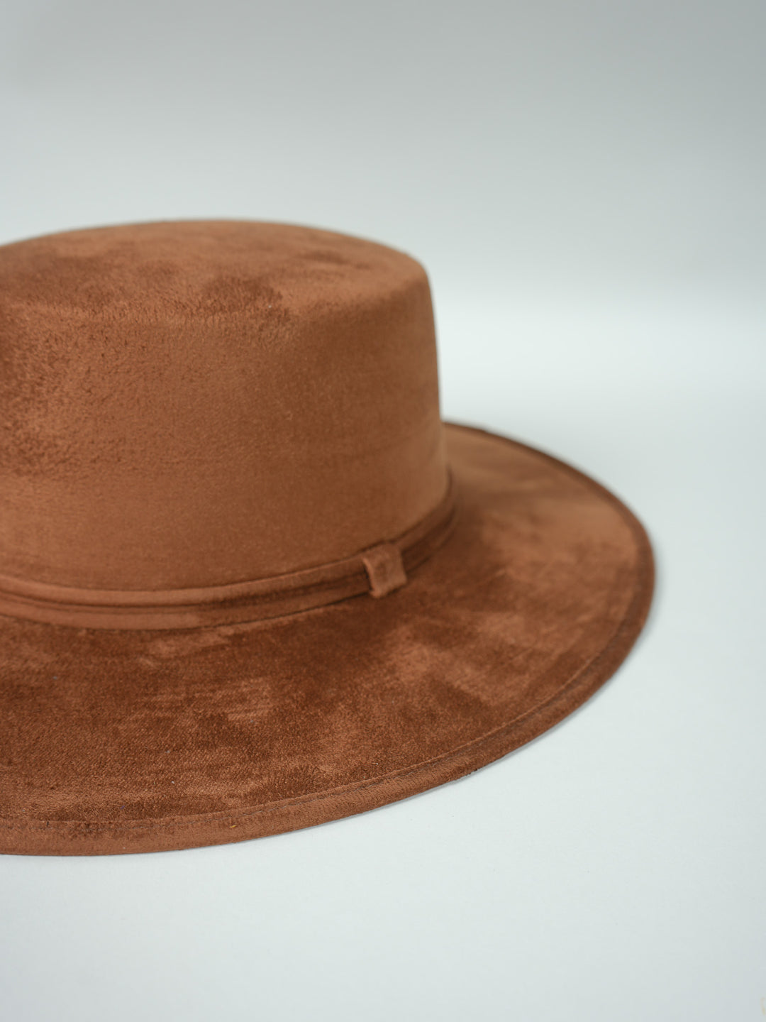 Vegan Suede Flat Top Hat- Caramel