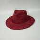 Vegan Suede Rancher Hat- Burgundy Red
