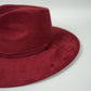 Vegan Suede Rancher Hat- Burgundy Red