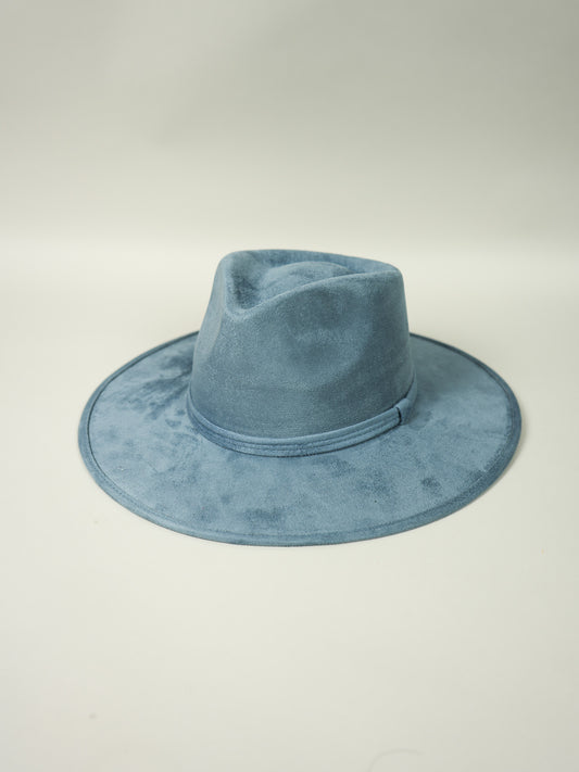 Vegan Suede Rancher Hat- Steel Blue