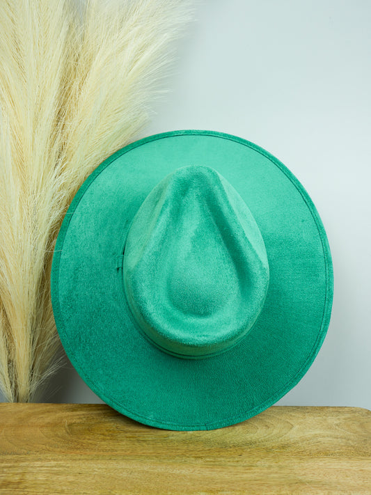 Vegan Suede Rancher Hat - Jade Green