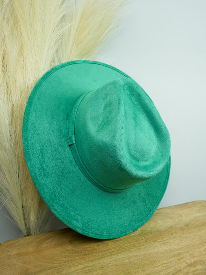 Vegan Suede Rancher Hat - Jade Green