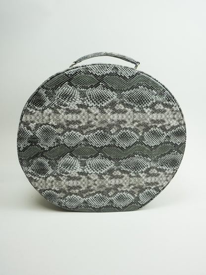 Hat Box Faux Leather Snake Print