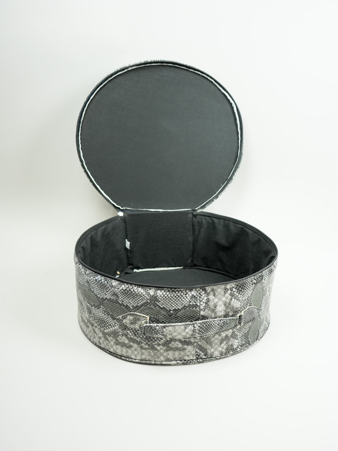 Hat Box Faux Leather Snake Print