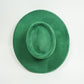 Vegan Suede Boater Hat- Emerald Green
