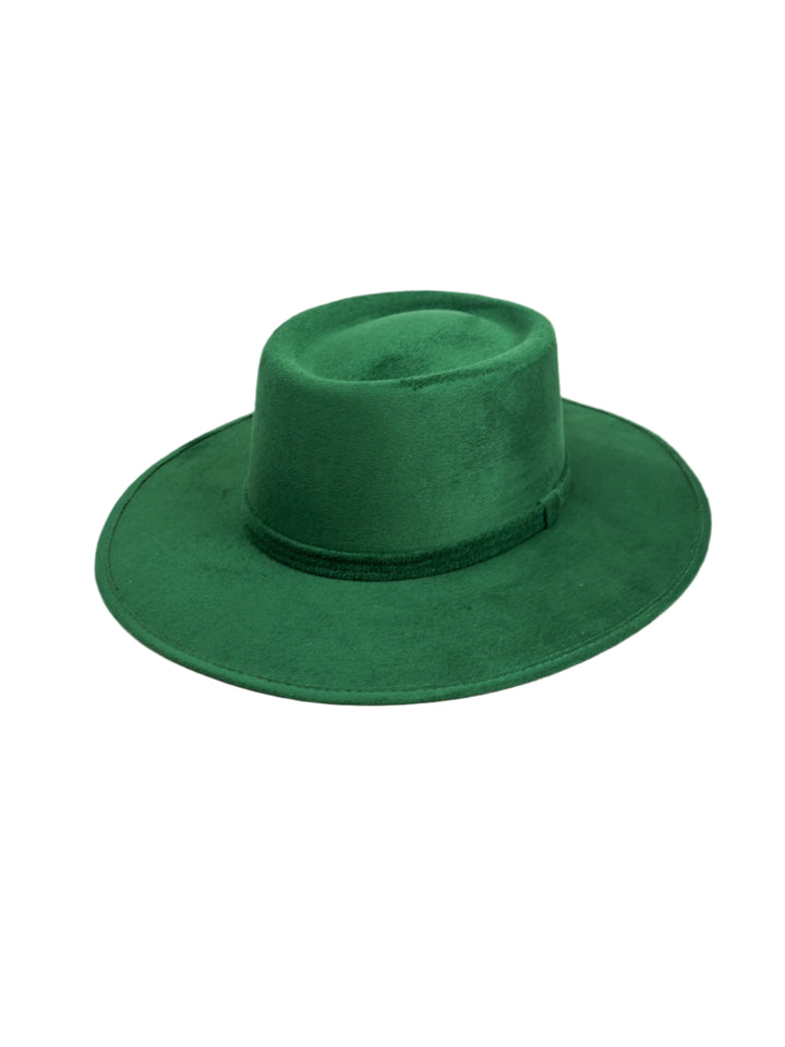 Vegan Suede Gambler Hat- Emerald Green