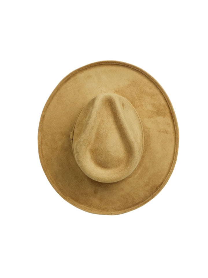 Vegan Suede Rancher Hat - Pencil Brim - Cappuccino