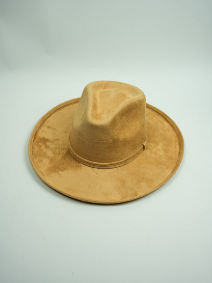 Vegan Suede Rancher Hat - Pencil Brim - Cappuccino