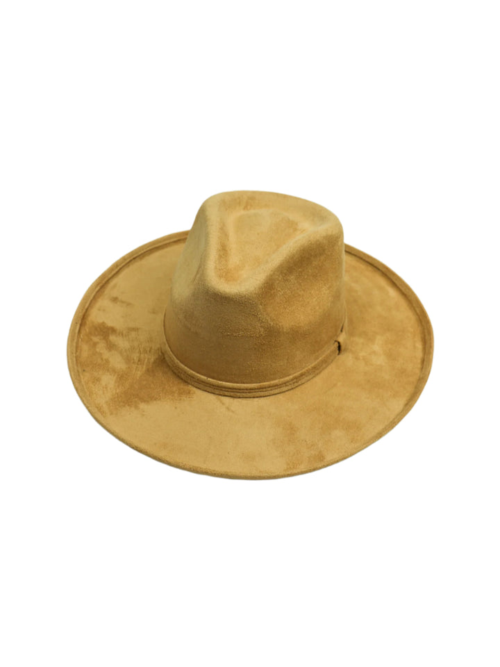Vegan Suede Rancher Hat - Pencil Brim - Cappuccino
