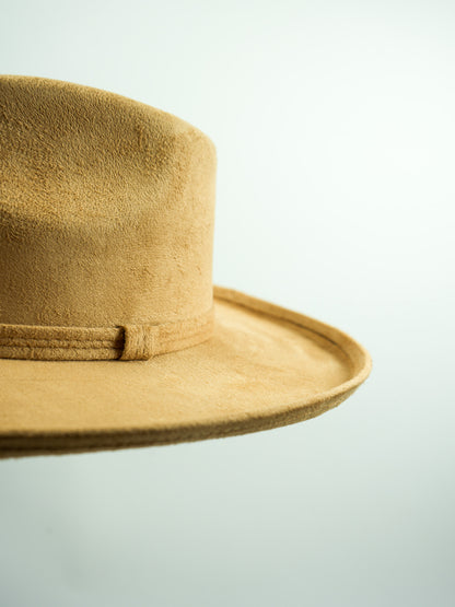 Vegan Suede Rancher Hat - Pencil Brim - Cappuccino