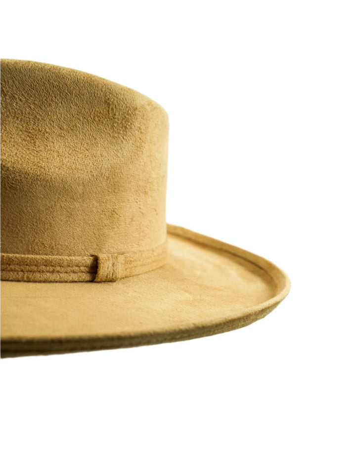 Vegan Suede Rancher Hat - Pencil Brim - Cappuccino