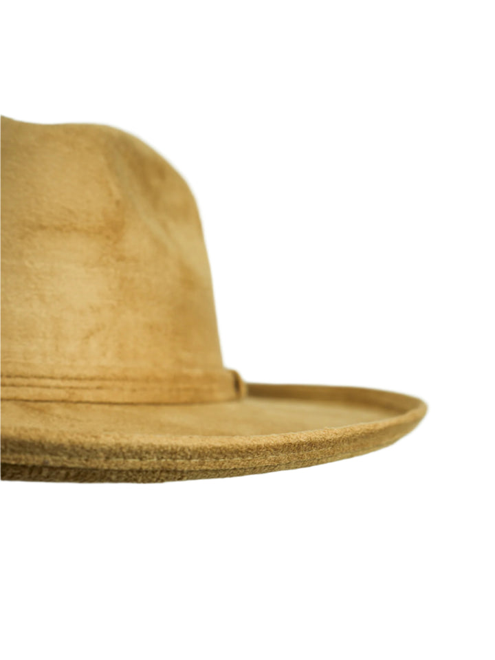 Vegan Suede Rancher Hat - Pencil Brim - Cappuccino