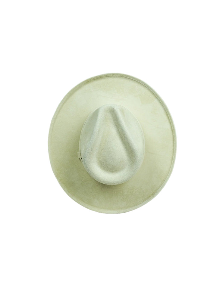 Vegan Suede Rancher Hat - Pencil Brim - Ivory