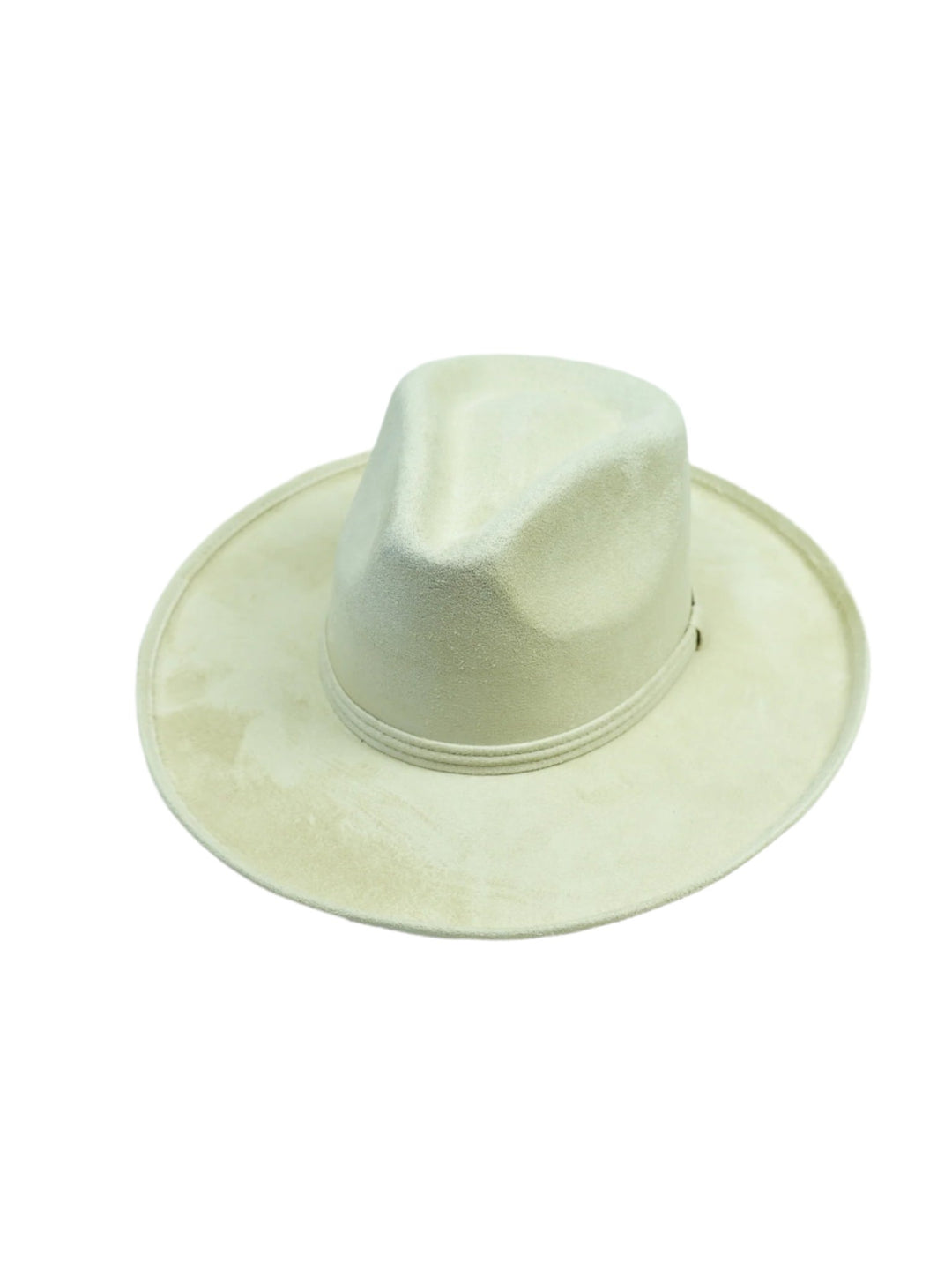 Vegan Suede Rancher Hat - Pencil Brim - Ivory