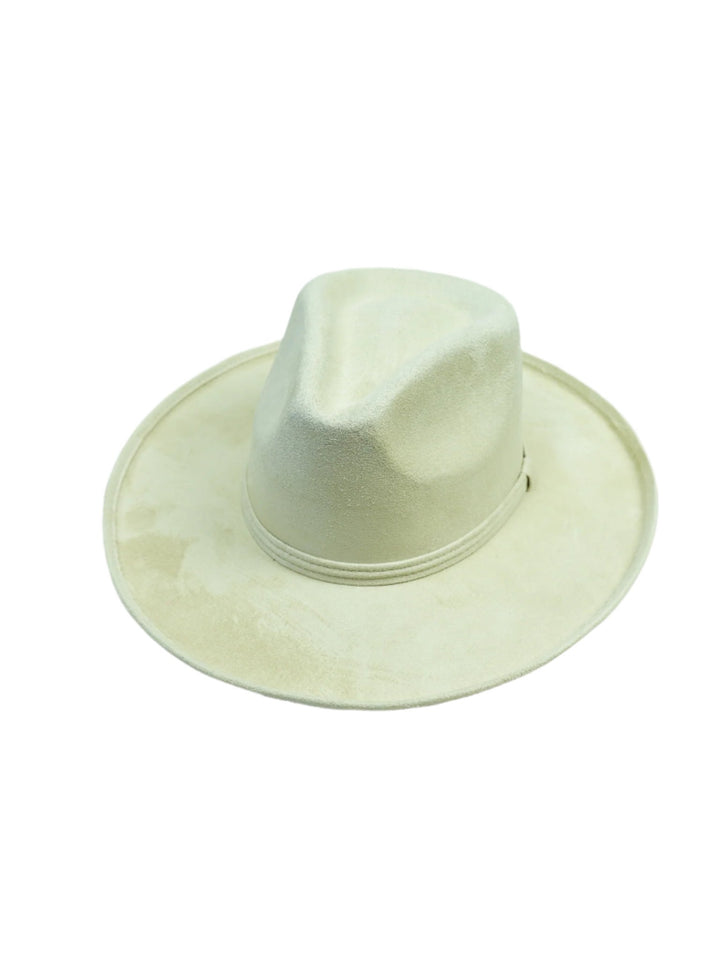 Vegan Suede Rancher Hat - Pencil Brim - Ivory