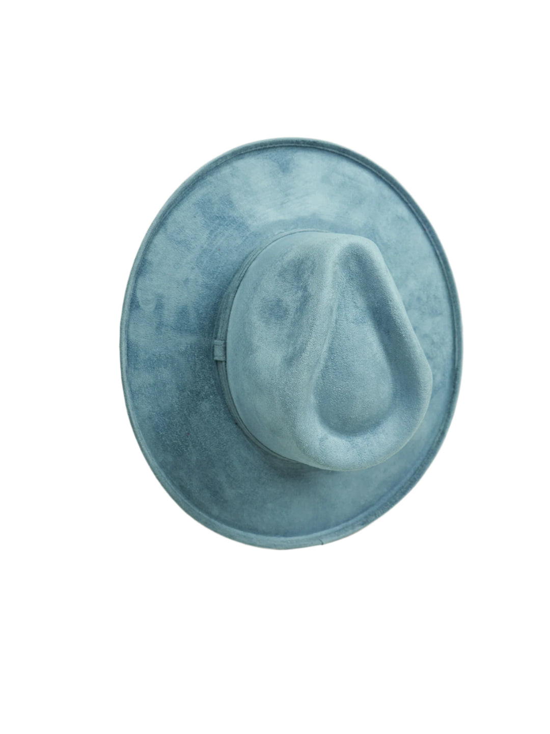 Vegan Suede Rancher Hat - Pencil Brim - Steel Blue