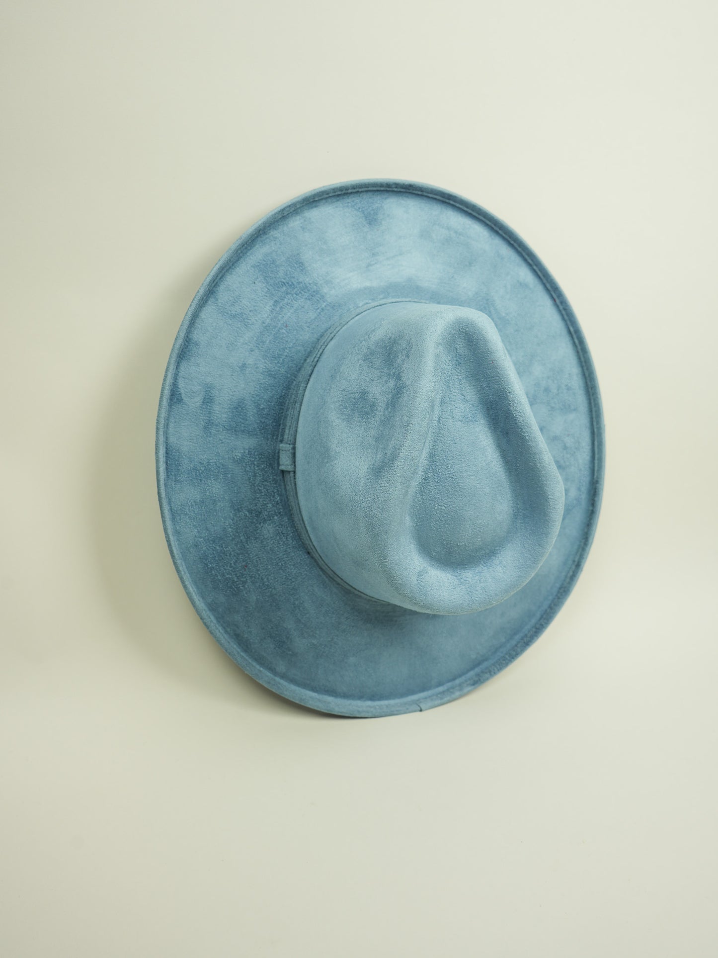 Vegan Suede Rancher Hat - Pencil Brim - Steel Blue