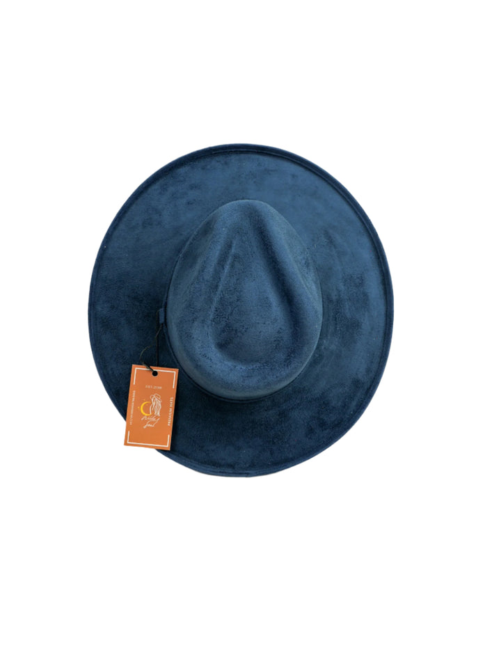 Vegan Suede Rancher Hat - Pencil Brim - Navy