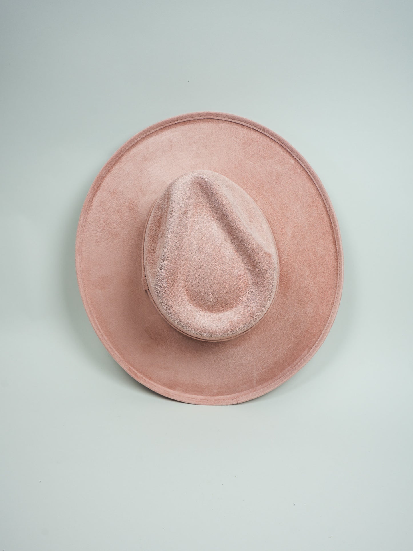 Vegan Suede Rancher Hat - Pencil Brim - Pale Dusty Rose