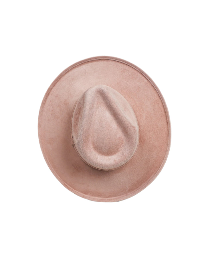 Vegan Suede Rancher Hat - Pencil Brim - Pale Dusty Rose
