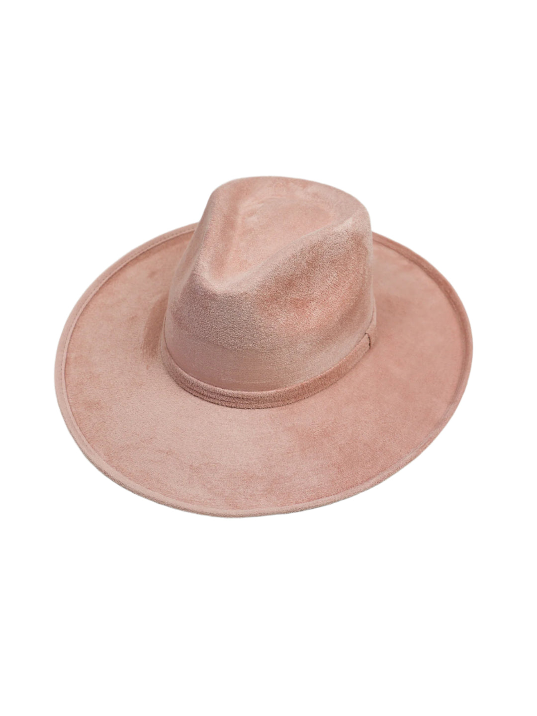 Vegan Suede Rancher Hat - Pencil Brim - Pale Dusty Rose