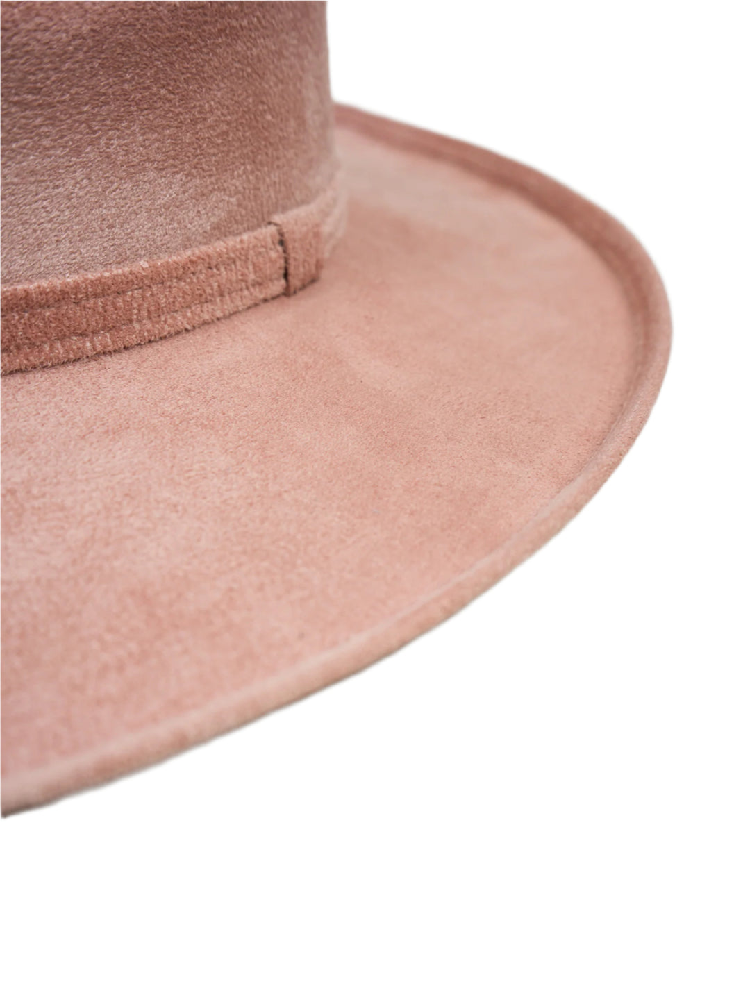 Vegan Suede Rancher Hat - Pencil Brim - Pale Dusty Rose
