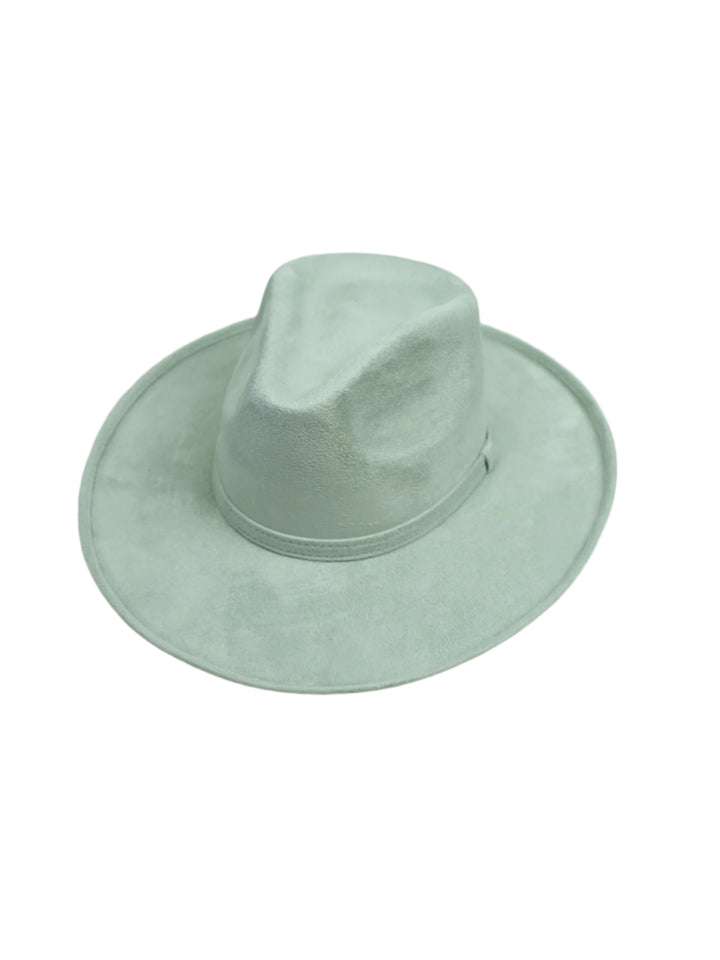 Vegan Suede Rancher Hat - Pencil Brim - Light Grey