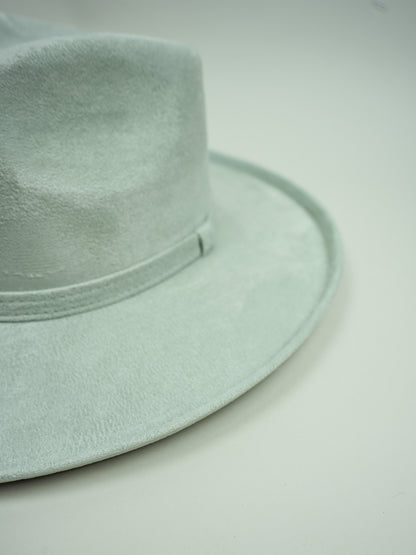 Vegan Suede Rancher Hat - Pencil Brim - Light Grey