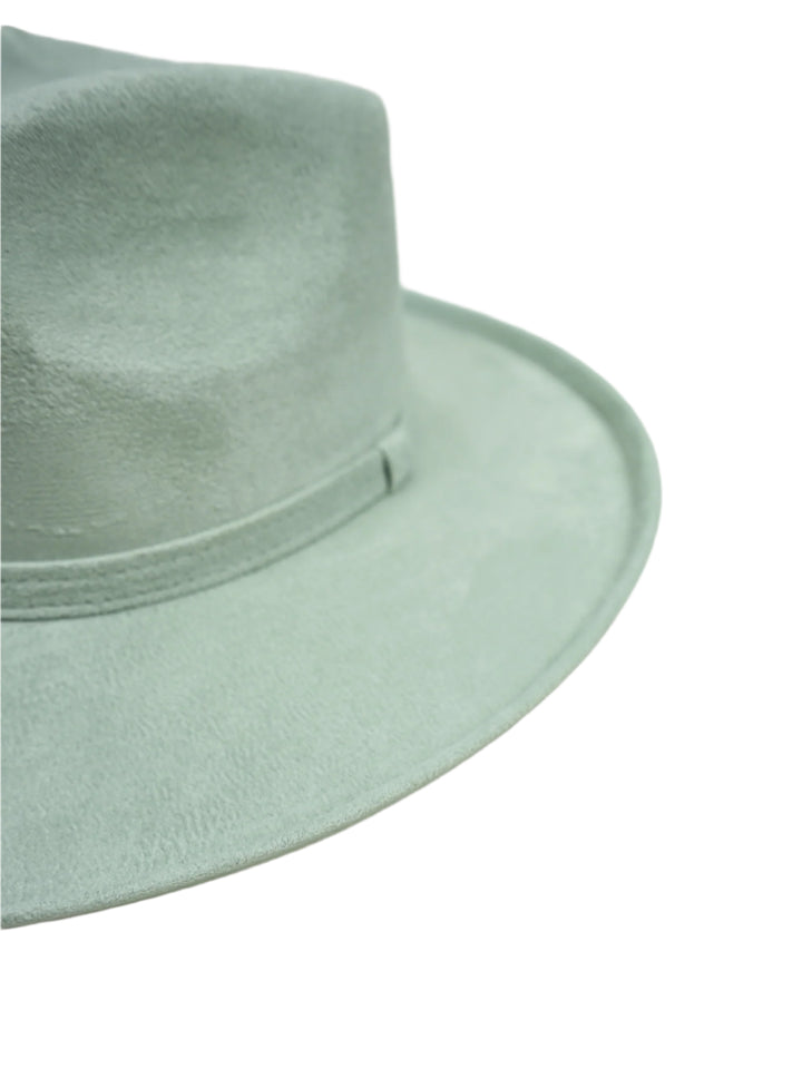 Vegan Suede Rancher Hat - Pencil Brim - Light Grey