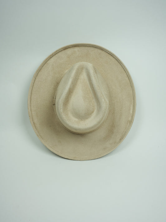 Vegan Suede Rancher Hat - Pencil Brim - Sand