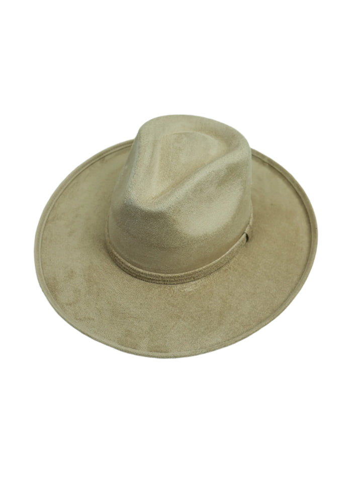 Vegan Suede Rancher Hat - Pencil Brim - Sand