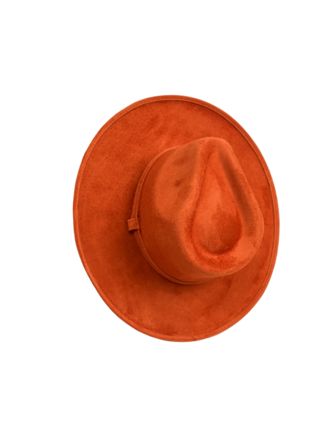 Vegan Suede Rancher Hat - Pencil Brim - Orange