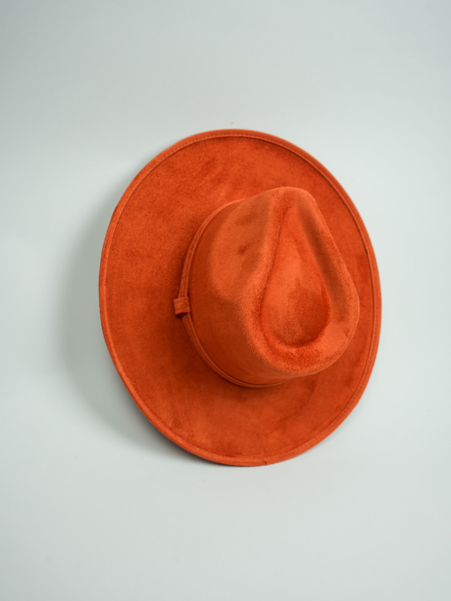 Vegan Suede Rancher Hat - Pencil Brim - Orange