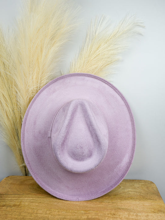 Vegan Suede Rancher Hat - Pencil Brim - Lavender