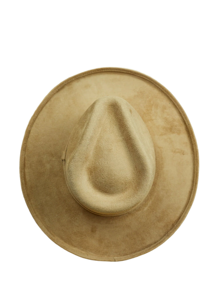 Vegan Suede Rancher Hat - Pencil Brim - Cappuccino