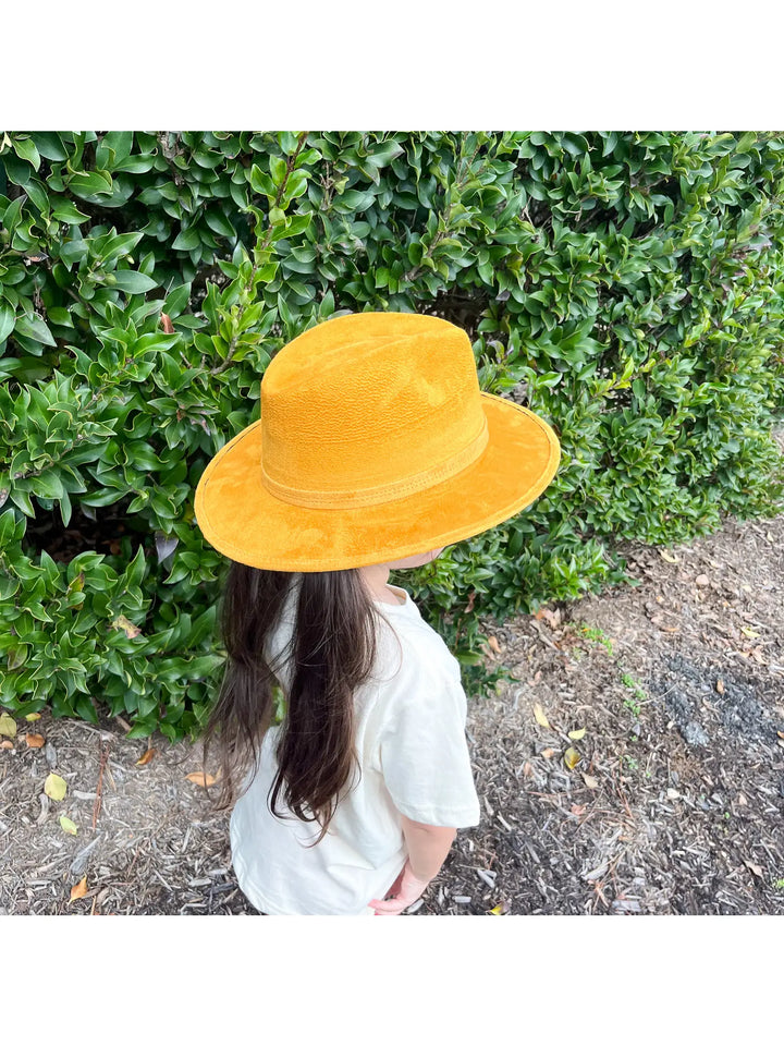 Kids Vegan Suede Hats - Mustard